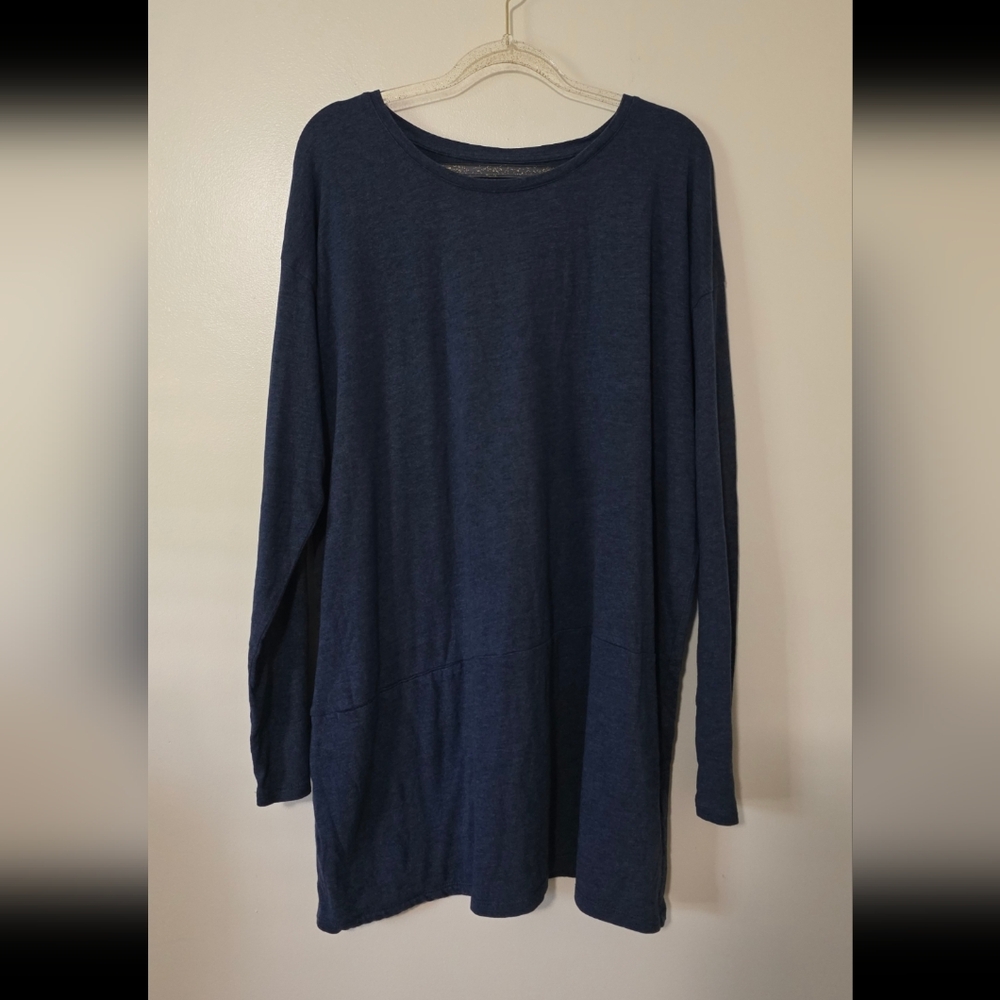 J.Jill Pure Jill Pima Cotton Tunic Top Blue Casual Comfy Soft Mature